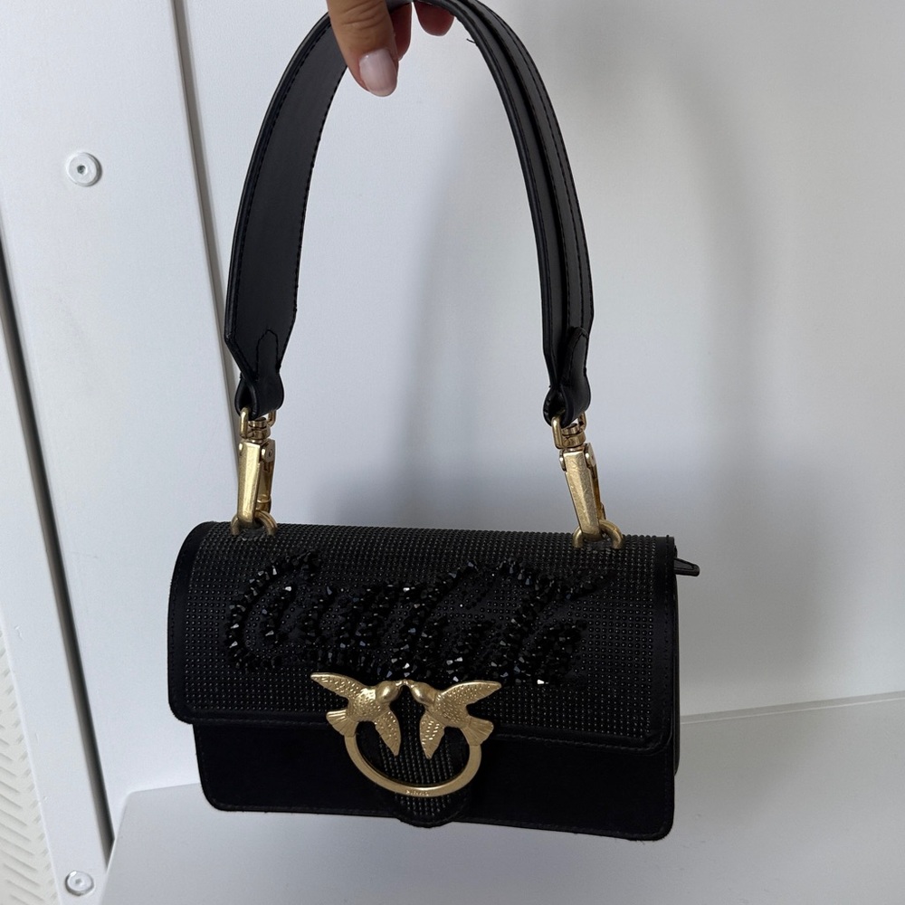 PINKO vintage Coca Cola Black and Gold Handbag with Embellished Logo
